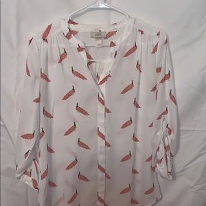 LOFT peacock blouse XS